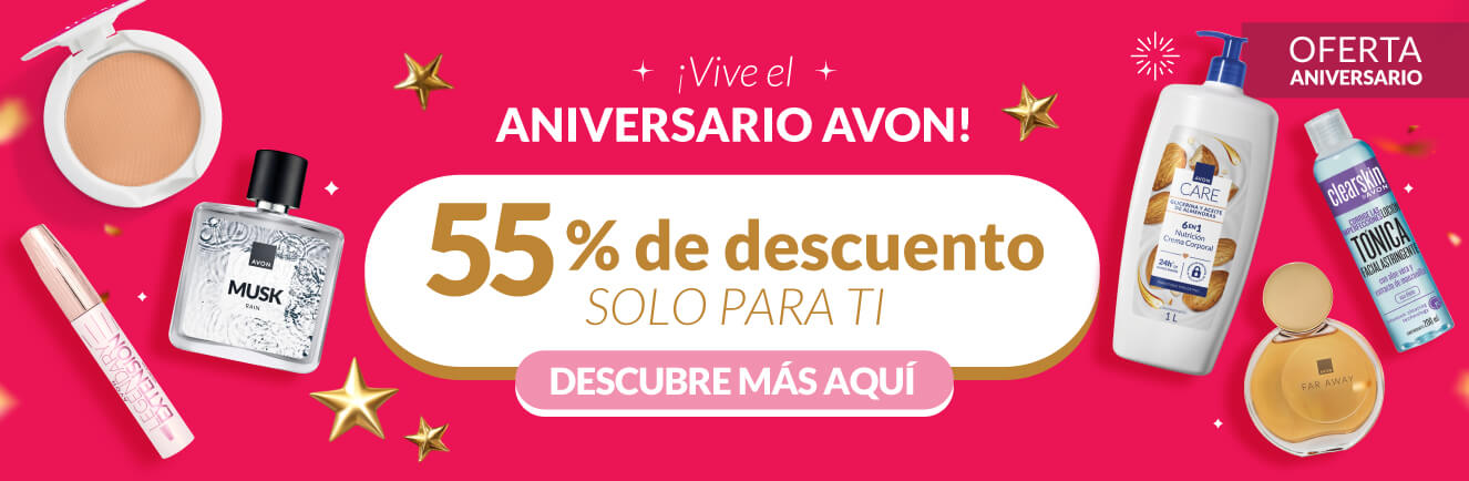 Vive el aniversario Avon con el 55% de descuento