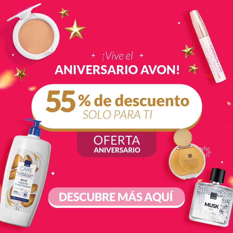 Vive el aniversario Avon con el 55% de descuento